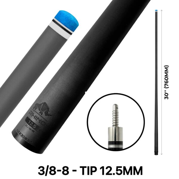 Rhino - 30" - 3/8 x 8 Carbon Pool Cue Single Shaft - 12.5mm