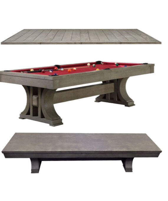 Boston 8 Foot Ash Grey Oak Pool Table with FREE Dining Table Top and Bench
