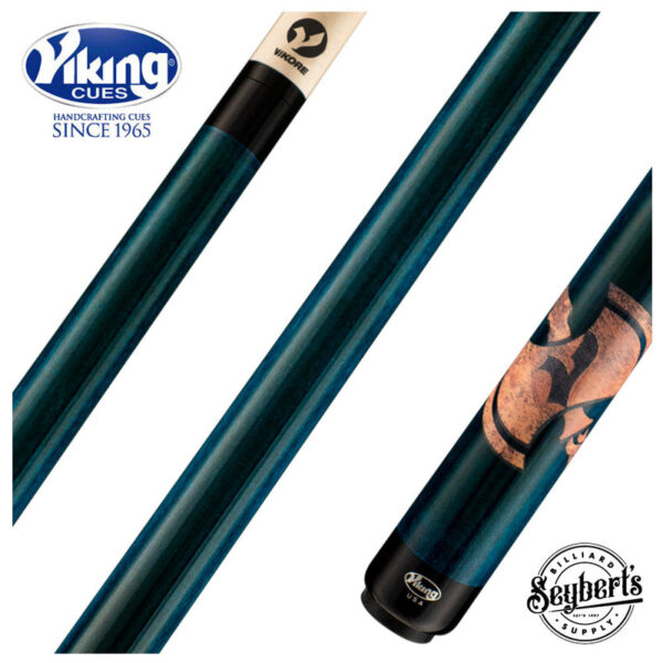 Viking DE0108 De-Cues Series Play Cue - Viking Teal Stained Northwood Maple with Axe - Image 2