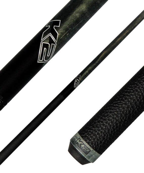 K2 KLCGY Pool Cue with Leather Wrap - Matte Gray-Stained Maple with 12.50mm LD Shaft