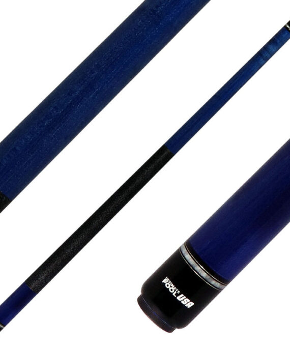 Viking UPUSA005 Ultimate Pool USA Range Series Pool Cue - Ocean Blue Stained with Black and Blue Linen Wrap