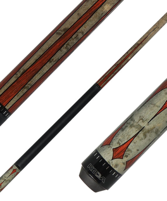 Koda Gray-Stained Maple with Cocobolo Points Graphic Pool Cue - KD49