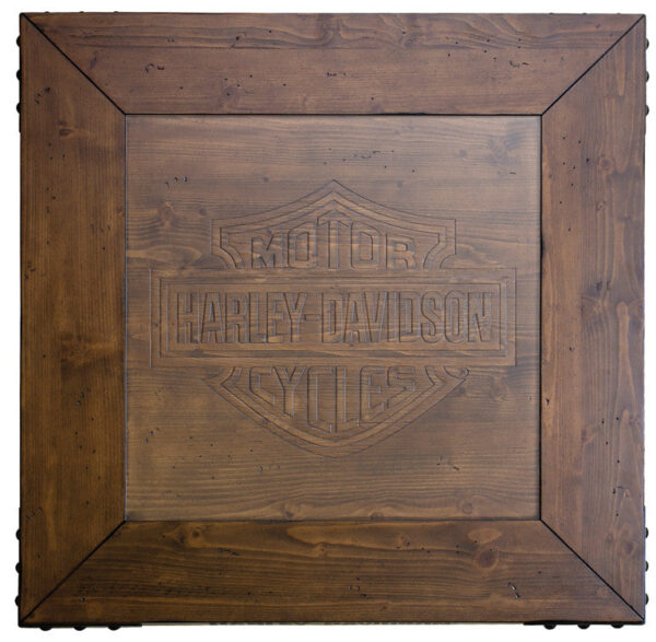 Harley Davidson Pub Table and Stools Set - Bar and Shield Square Table Set Industrial Rawhide Brown - Image 4