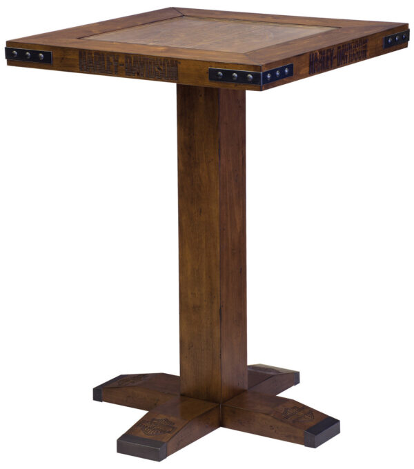 Harley Davidson Pub Table and Stools Set - Bar and Shield Square Table Set Industrial Rawhide Brown - Image 5