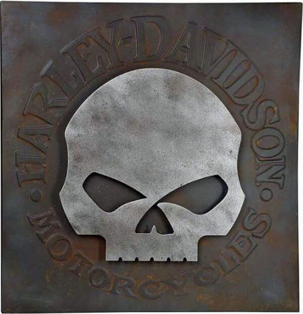 Harley Davidson Emblem - Skull Themed Metallic Wall Decor