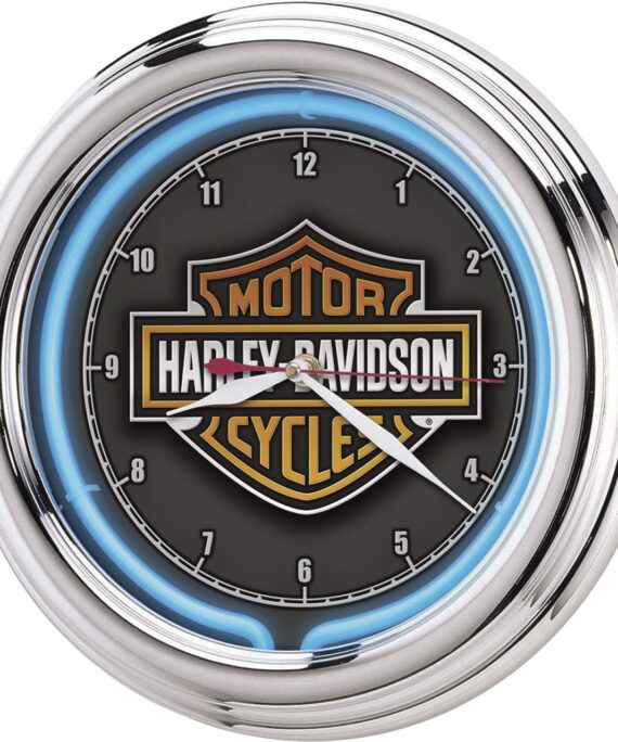 Harley Davidson Clock - Essential Bar and Shield Neon Clock