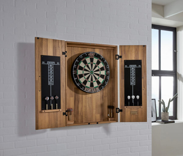 American Heritage Knoxville Wall Mount Dartboard Cabinet - Acacia Finish - Image 5