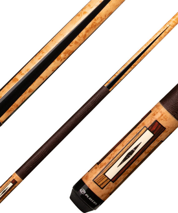 Players E2340 Exotic Series Pool Cue - Antique Maple, Cocobolo and Bocote with Black Points