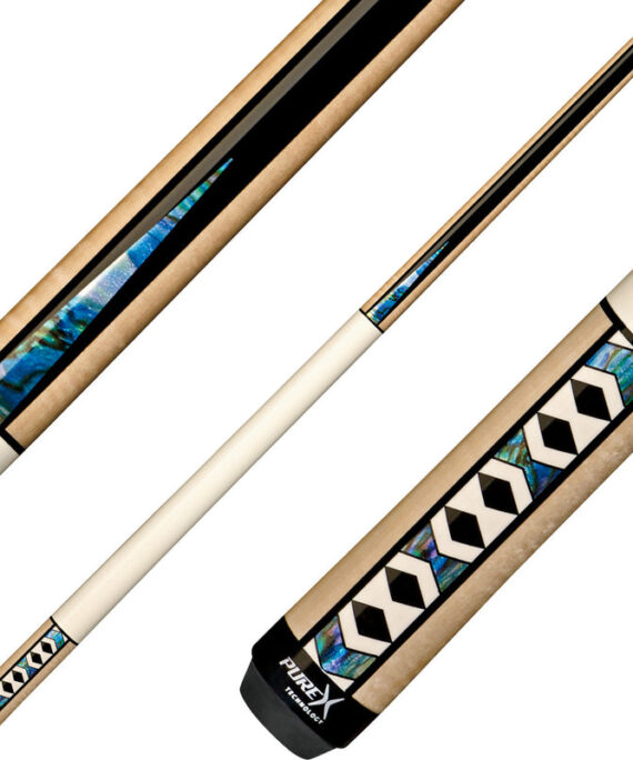 Pure X HXTE9 Cue - Natural Birdseye and Black with Bone and Abalone Graphics