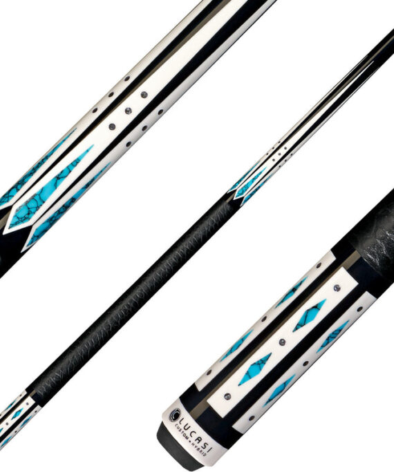 Lucasi LHC98 Hybrid Black with 6 Bone Points and Blue Recon Inlays Cue