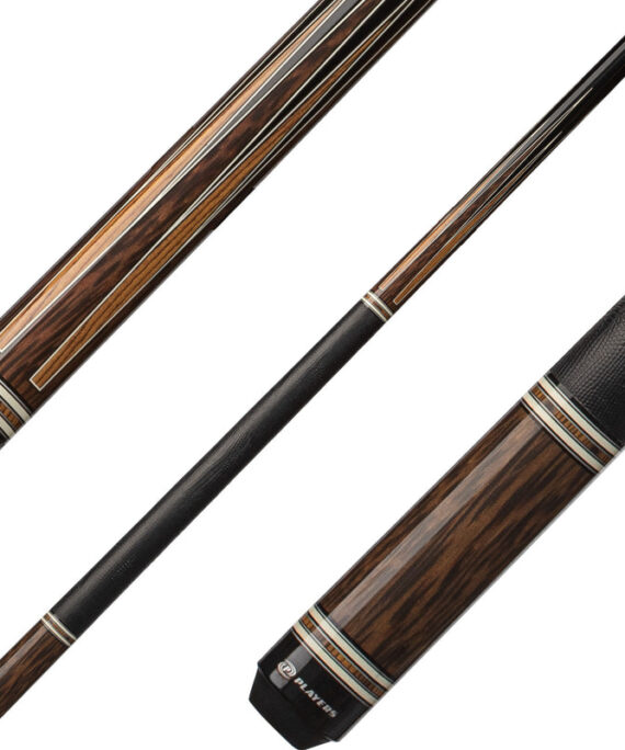 Players E2342 Exotic Series Pool Cue - Black Palm and Bocote Points