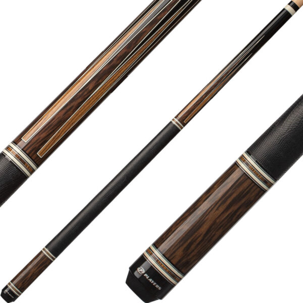 Players E2342 Exotic Series Pool Cue - Black Palm and Bocote Points