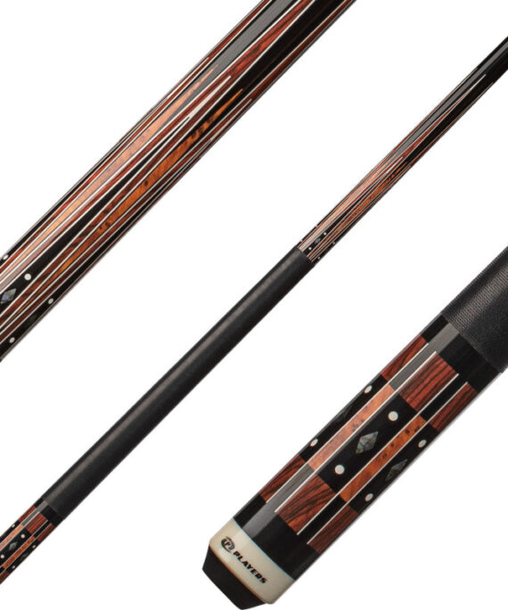 Players G4144 Graphic Series Pool Cue - Black, Cocobolo, and Thuya Burl