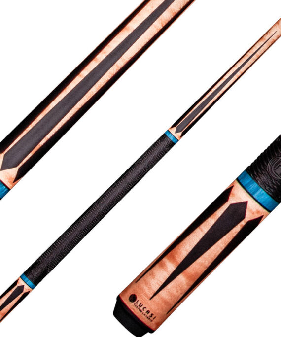 Lucasi LP30 Pinnacle 6 Point Black Points and Blue Rings Cue