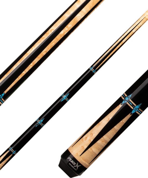Pure X HXTE13 Cue - Golden Birdseye Maple with Black and Blue Graphics