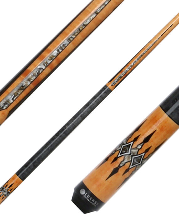 Lucasi LZC49 Custom Gold Curly Maple with Grey and Gold Pearl Points Cue