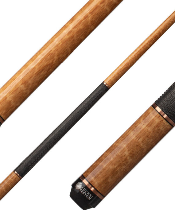 Lucasi LHE42 Hybrid Exotic Apitong with 3mm Rose Gold Rings Cue