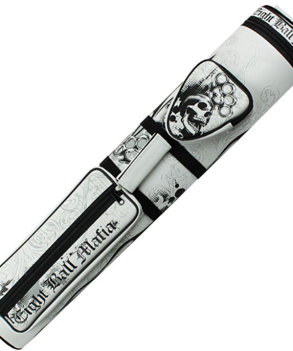 Eight Ball Mafia EBMC35E 3x5 Hard Cue Case - White with Skulls and Brass Knuckles