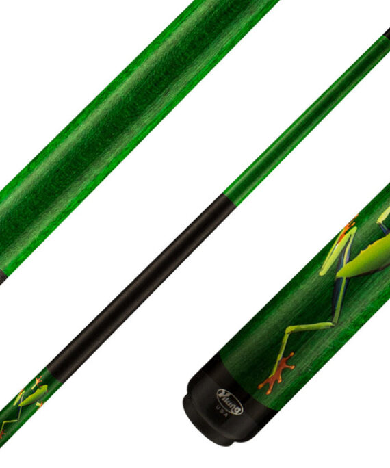 Viking DE0203 De-Cues Series Play Cue - Emerald Stained Northwood Maple with Tree Hugger Frog