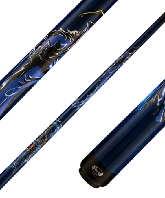 Viking DE0507 De-Cues Series Play Cue - Blue Stained Northwood Maple with Blue Dragon