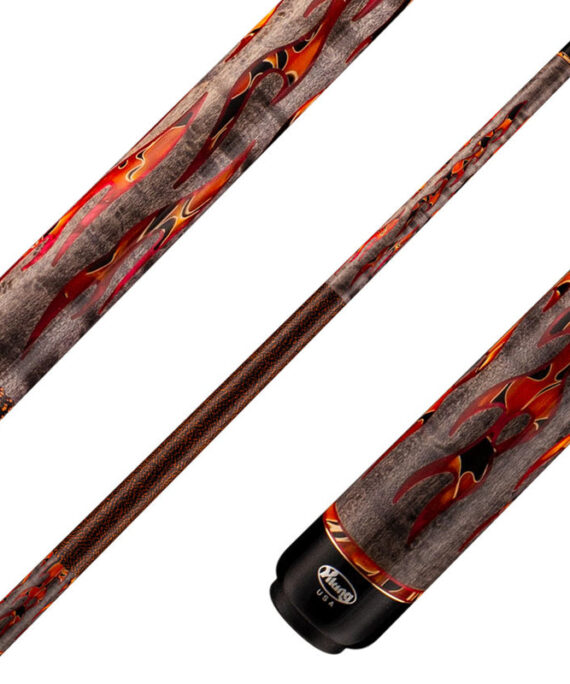 Viking DF0411 Defender Series Play Cue - Smoke Stained Birdseye Maple with Raging Fury and Red Premium Pearl Inlays