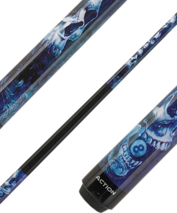 Eight Ball Mafia EBM19 Play Cue - Blue Stacked Skulls
