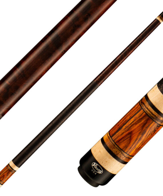 Viking IM0105 Impero Series Play Cue - Coffee-Stained Maple with Cocobolo, Ebony, and Zebrawood Rings