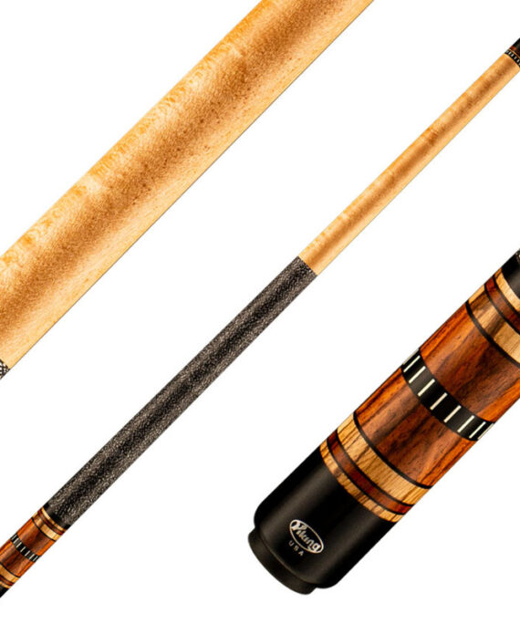 Viking IM0300 Impero Series Play Cue - Khaki Stain Birdseye Maple with Zebrawood and Cocobolo Rings