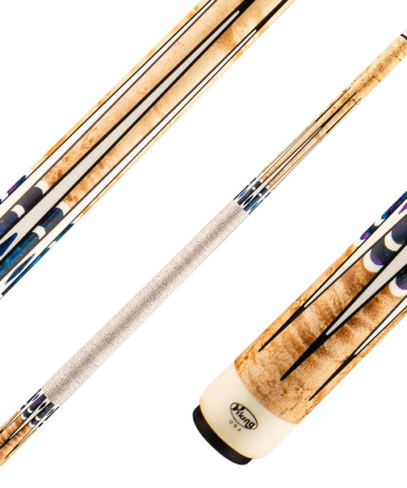 Viking IM0804 Impero Series Play Cue - Khaki Stained Birdseye Maple with Blue Dream, White and Black Inlays
