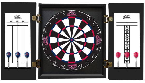 St Louis Cardinals Dartboard Cabinet Set Fan's Choice - Image 2