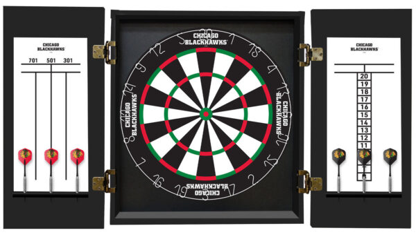 Chicago Blackhawks Dartboard Cabinet Set Fan's Choice - Image 2