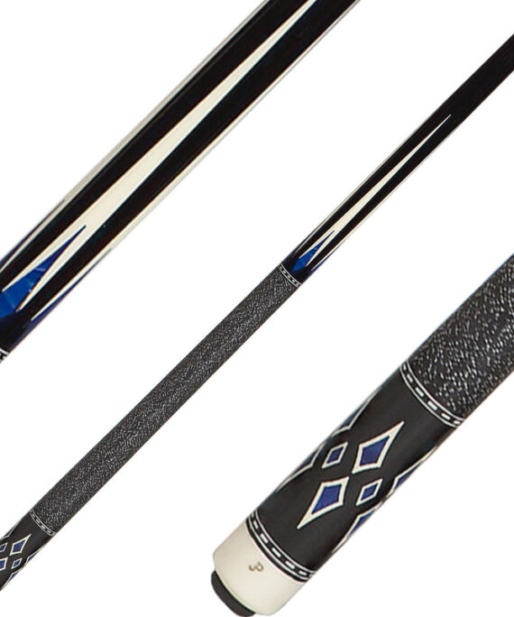 J Pechauer JP21S Cue - Ebony Framed Sim Ivory and Blue Pearl Points
