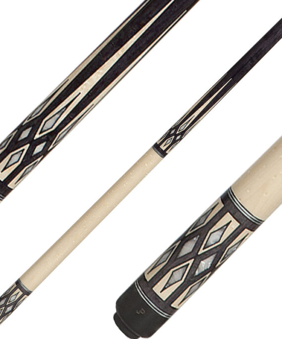 J Pechauer JP22S Cue - Carbon Stain with Ebony Framed Maple and Pearl Points