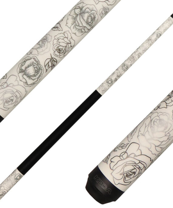 Koda KDV30WH Pool Cue - White Rose Graphic