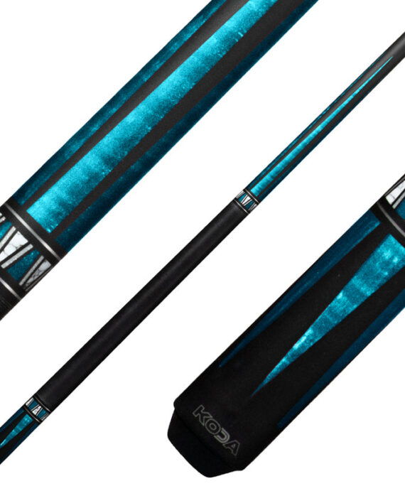 K2 KL172 Pool Cue - 4 Point Matte Black and Teal Graphic with 11.75mm LD Shaft