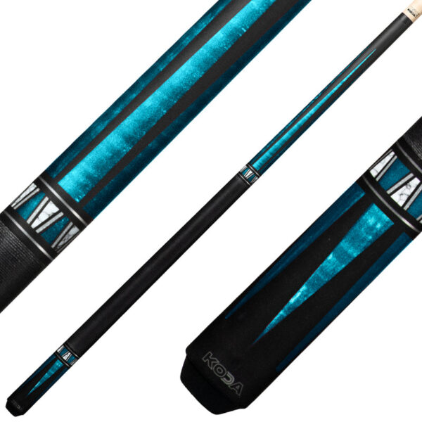 K2 KL172 Pool Cue - 4 Point Matte Black and Teal Graphic with 11.75mm LD Shaft
