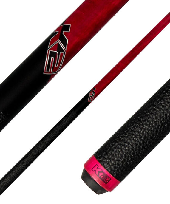 K2 KLCPK Pool Cue with Leather Wrap - Matte Pink-Stained Maple with 11.75mm LD Shaft