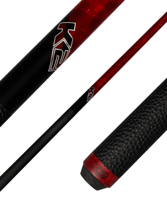K2 KLCRD Pool Cue with Leather Wrap - Matte Red-Stained Maple with 12.50mm LD Shaft