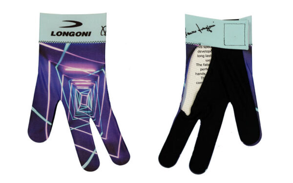 Longoni Left Hand Billiard Glove - Blue Neon Prisms - Image 2