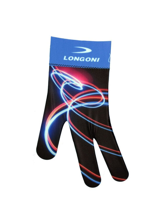 Longoni Left Hand Billiard Glove - Blue/Red Neon Swirls