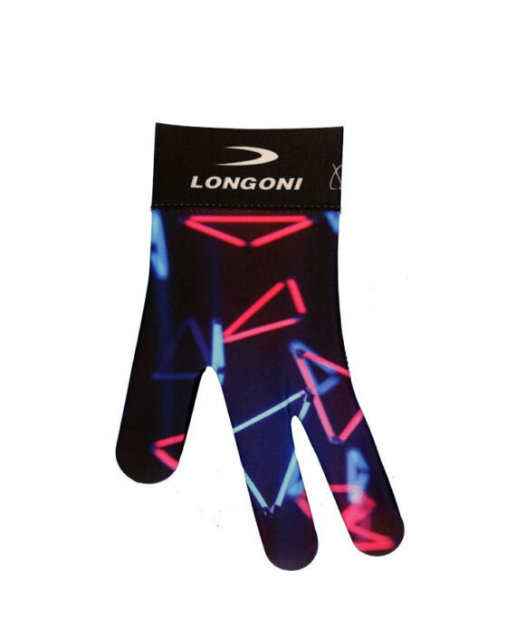Longoni Left Hand Billiard Glove - Blue/Pink Neon Triangles