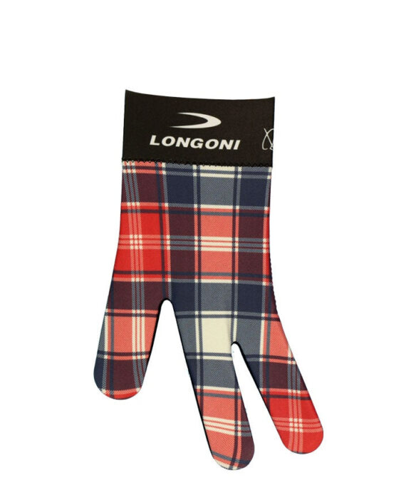 Longoni Left Hand Billiard Glove - Blue/Red Checkered