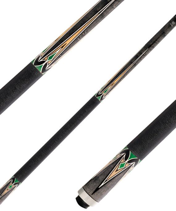 Star S59 Cue - Grey Stained Birdseye Maple with 4 Natural, Black and Green Points