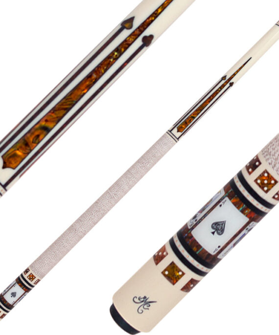 Meucci BMC4PRO Casino Cue- White and Red with Royal Flush