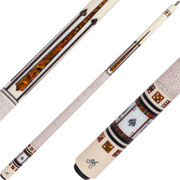 Meucci BMC4PRO Casino Cue- White and Red with Royal Flush