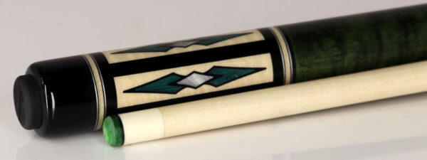 J Pechauer P11N Pro Series Pool Cue - Ebony and Green Stain with Malachite Inlays - Image 3