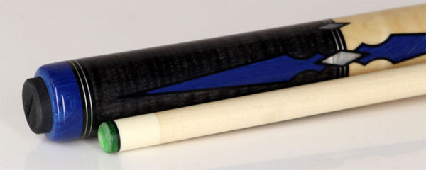 J Pechauer P12N Pro Series Pool Cue - Carbon Stain with Blue Juma and Pearl Inlays - Image 2