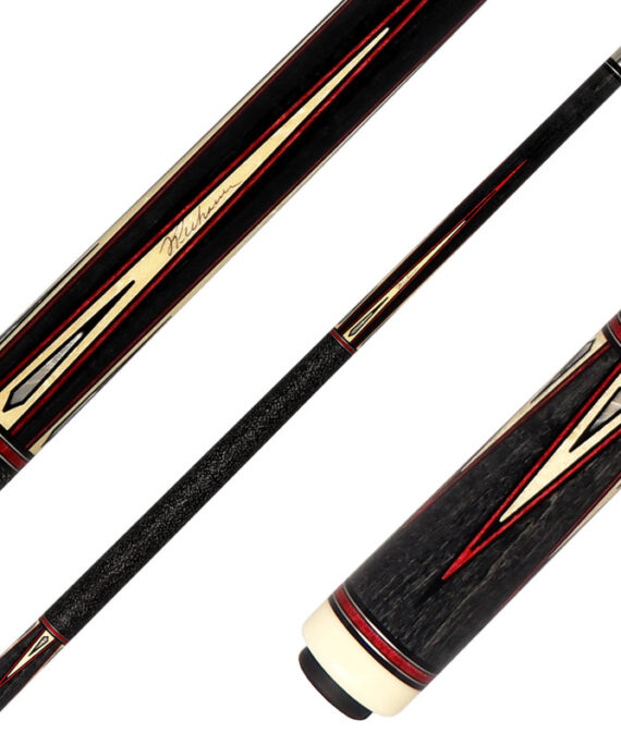 J Pechauer P15N Pro Series Pool Cue - Smoke Stain with Red Framed Maple Points