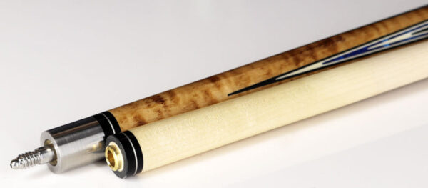 J Pechauer P16N Pro Series Pool Cue - Natural Stain with Blue Framed Black Points - Image 3
