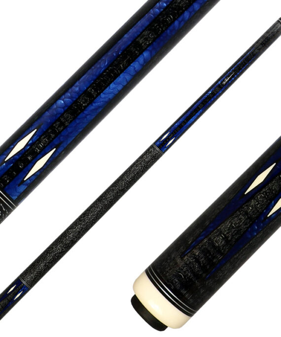 J Pechauer P19C-B Pro Series Pool Cue - Ebony Stain with Blue Avorion Points